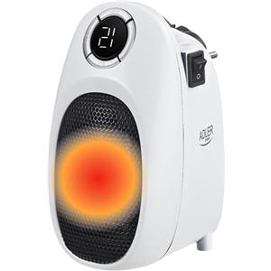 ADLER EUROPE Termoventilatore, mini stufa elettrica, in ceramica, portatile, a risparmio energetico, 1500 W, temperatura regolabile, timer