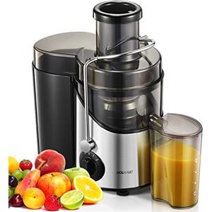 HOUSNAT Centrifuga Frutta e Verdura HOUSNAT, 400W Estrattore Frutta e Verdura con 3 Velocità, 65 MM Bocca Grande Scivolo di Alimentazione da, Base Anti-Scivolo, Facile Pulizia, Includi Spazzola, Senza BPA