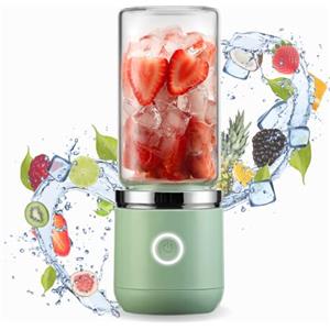 Blend In® Frullatore Portatile USB Ricaricabile - Blender Elettrico per Frutta e Smoothies - Fruit Mixer con 2 Bottiglie in Vetro - 400ml e 200ml - Verde