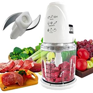 MAKA change your life quality MAKA Tritatutto da Cucina Elettrico Tritacarne Passapomodoro 500 ml 260W Frullatore Multifunzione Mixer 2 Velocità Motore Potente Robot per Frutta Carne Pesce Spezie BPA Free Lame in Acciaio Inox