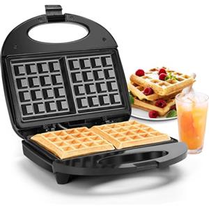 Aigostar Sweet - Piastra per Waffle a 2 Fette, Macchina per Waffle con Rivestimento Antiaderente Piastre Profonde, Indicatori LED, Manico a Tocco Freddo e Piedini Antiscivolo, 750W, BPA FREE