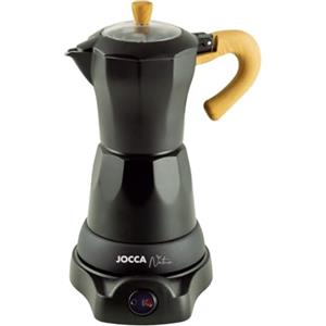 Jocca - Caffettiera italiana elettrica linea Nature | 6 tazze | Brocca senza fili | Base elettrica | Giro a 360° | Caraffa con manico a freddo | Spegnimento automatico | Mantiene il calore | Nero