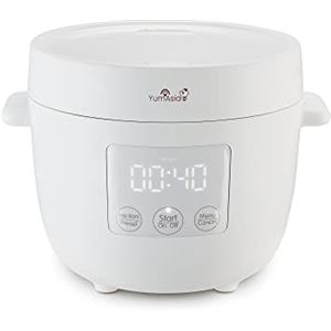 Yum Asia Tsuki mini cuociriso con ciotola in ceramica Shinsei (2,5 tazze, 0,45 litri) 5 funzioni di cottura del riso, 2 funzioni multicooker, display a LED nascosto, 220-240V (Pebble White)