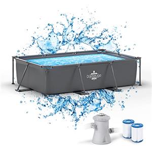 Dardaruga PISCINA Fuori Terra 300 x 200 x 75 cm + POMPA + 2 Filtri, Da Esterno, Marchio e Garanzia ITALIA, Materiali PREMIUM, Liner Multistrato, ANTRACITE, Mod. 2024