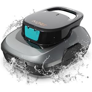 AIPER Scuba SE, Robot per piscina senza fili, Batteria a doppia azionamento, Parcheggio automatico, Adatto per piscine piatte fino a 80 mq, Drenaggio rapido, Autonomia 90 min, Nero