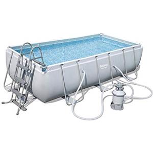 Bestway 56442-2 Set Piscina Fuori Terra Power Steel Rettangolare da 404x201x100 cm