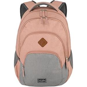 travelite zaino bagaglio a mano da viaggio con scomparto per laptop 15.6 pollici, serie di valigie BASICS Daypack Mélange: zaino alla moda in look mélange, 45 cm, 22 litri, Rosa/Grigio