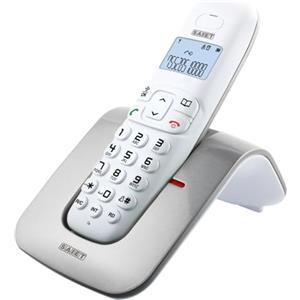 SAIET - Telefono Cordless Casa e Ufficio 13500783 - Cordless con Vivavoce DECT GAP LCD - Telefono Cordless con Tasti Grandi e Schermo Intuitivo - Argento
