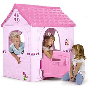 FEBER- Fantasy House Rosa, casetta per bambini con porta apribile, per giocare in casa o all'aperto, multicolore, resistente e facile da montare, per bambini/e da 2 a 6 anni, 800012222