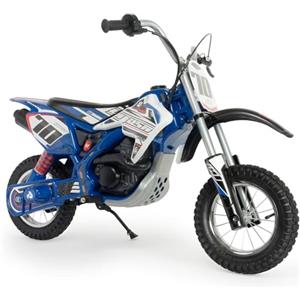 INJUSA - Moto Cross Blue Fighter, Moto Elettrica per Bambini di 6 a 10 Anni, Batteria 24V, con Acceleratore a Pugno, Freno e Ruote Gonfiabili, Velocità Massima 11 Km/h, Colore Blu