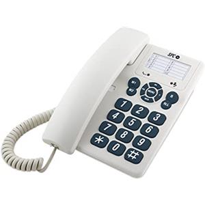 SPC Original - Telefono fisso da tavolo o da parete, con tasti grandi e di facile utilizzo, 3 memorie dirette, volume suoneria extra forte, funzione di ricomposizione, colore bianco