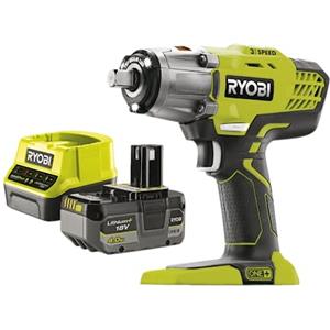 Ryobi R18IW3-140GZL 1, Avvitatore a impulsi a Batteria 18V, 1 Batteria al Litio 4.0Ah + Caricatore Rapido 2.0A, 3 Velocità, 3 Luci Led, Adattatore e Borsa da Trasporto Inclusi