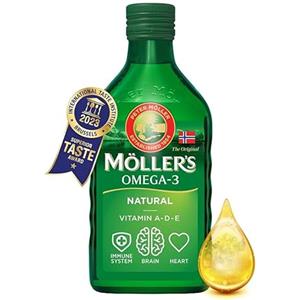 MÖLLER'S Moller's ® | Olio di fegato di merluzzo Omega 3 | Integratori alimentari di omega-3 con EPA, DHA, vitamine A, D ed E | Superior Taste Award | Marchio esistente da 166 anni | Neutro | 250 ml