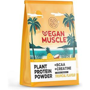 Alpha Foods Vegan Muscle® Protein - TROPICAL - Integratore con Proteine Vegane e Vegetali derivate da Semi Germogliati - Vegan Protein Arricchite con BCAA e Creatina Monoidrata - 600 g