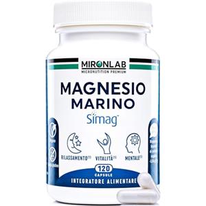 MIRONLAB COMPLEMENTS ALIMENTAIRES Magnesio Marino Naturale con Vitamina B6 | Simag55™ Puro e Brevettato | 300mg Alto Dosaggio Testato | Riduce Stanchezza e Stress | Eco-Friendly | 2 Mesi di Cura | MIRONLAB