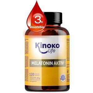 Kinoko life MELATONINA AKTIV 120 Capsule Valeriana, Pasiflora, GABA, Olio di semi di Canapa e Vitamina B1, B3, B6 e B12 per conciliare il sonno e rilassarsi per dormire bene.