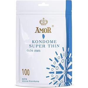 AMOR Preservativo Premium Super Thin extra sottili con spessore di 004 mm Ø 53 mm confezione da 100