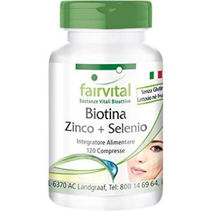 Fairvital | Biotina + Zinco + Selenio - 120 compresse per 4 mesi - Altamente dosato