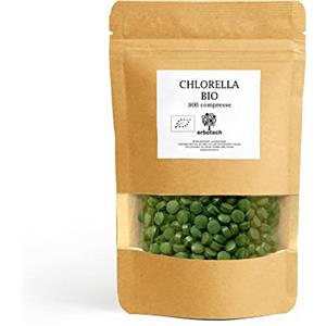 ERBOTECH, 800 Compresse di Chlorella BIO, Capsule di Alga Chlorella Pura in Confezione da 200g, Ricche di Ferro, Omega 3 e Vitamina B12, Senza Glutine, Adatto a Vegetariani e Vegani