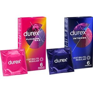 Durex Mix Preservativi con Rilievi e Nervature, Durex Intense 6 Profilattici + Durex Pleasuremax 6 Profilattici, 12 Preservativi