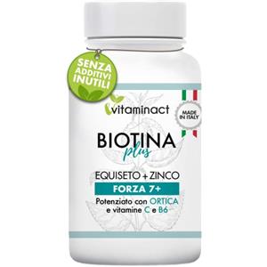 Vitaminact Integratore Capelli Donna Uomo - Biotina Plus Altissimo Dosaggio- Trattamento 4 mesi-Accelera Crescita Capelli Unghie - Rinforzante - Anticaduta - Ricrescita - Equiseto-Zinco-Ortica-