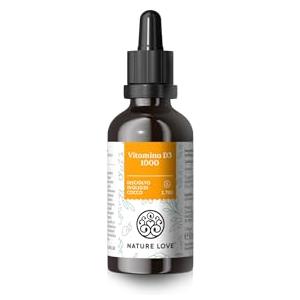 NATURE LOVE® Vitamina D3 1000 (50 ml) - 1000 U.I./goccia, testata in laboratorio - in olio MCT di cocco - vitamina D ad alto dosaggio - alta biodisponibilità, stabilità molto alta, no additivi inutili