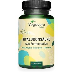 Vegavero Acido Ialuronico Integratore | 600 mg | 100% NATURALE: da fermentazione | 800-1500 kDa | 60 capsule | Vegan Hyaluronic Acid | Vegavero®