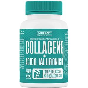 Agocap Collagene e Acido Ialuronico. Collagene idrolizzato, 120 compresse arricchite con Coenzima Q10. Collagene integratore, 1000mg con acido ialuronico compresse per pelle, ossa e Articolazioni, Agocap