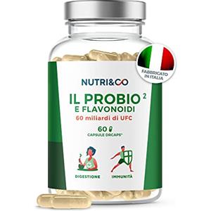 NUTRI & CO Probiotici Prebiotici | 60 Miliardi di UFC | 9 Ceppi Batterici Bioattivi | Fermenti Lattici | 60 Capsule Gastroresistenti Vegan | Integratore Alimentare da Nutri&Co
