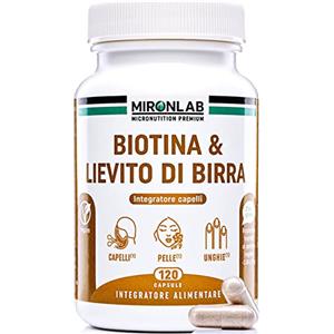 MIRONLAB COMPLEMENTS ALIMENTAIRES Lievito di Birra | Alto Dosaggio Testato - 1640mg | Arricchito di Biotina Vitamine e Minerali | Integratore crescita capelli - Bellezza pelle e unghie | 120 Capsule - 1 mese | MIRONLAB