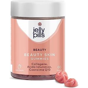 Jelly Pills® Collagene Idrolizzato Gummies con acido ialuronico coenzima Q10 e Vitamina C - senza zuccheri aggiunti - 60 gummies per 2 mesi, Antiossidante - Per pelle, ossa e articolazioni