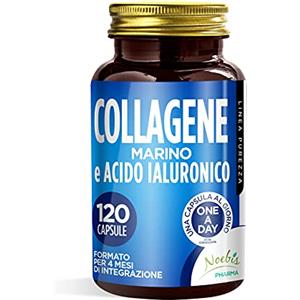 Noebis Pharma Collagene Marino Idrolizzato 370 mg + Acido Ialuronico 30 mg - 120 Capsule - 4 Mesi di Integrazione - Benessere per Pelle Ossa e Articolazioni