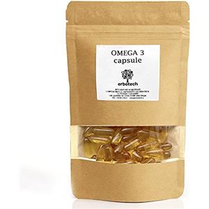 ERBOTECH Omega 3 in Capsule, Confezione da 200 g, circa 140 Compresse di Olio di Pesce, Integratore Alimentare con Acidi Grassi per Controllare Colesterolo e Trigliceridi