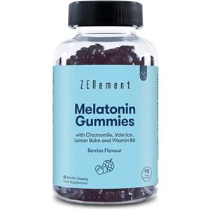 Zenement Melatonina Gummies, 1 mg per dose | 90 Caramelle Gommose (3 mesi) gusto Frutti di Bosco | Aiuta a Regolare il Ciclo del Sonno | con Camomilla, Valeriana, Melissa | per Adulti | Zenement