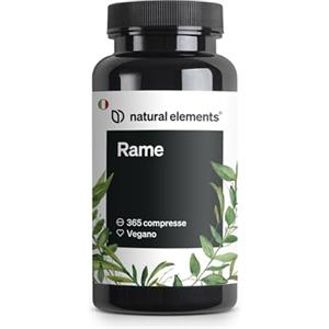 natural elements Rame - 365 compresse vegane - 2mg di rame per dose giornaliera - gusto neutro, alto dosaggio, senza additivi inutili - prodotto e testato in laboratorio in Germania