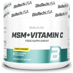 BioTechUSA MSM + Vitamin C, Integratore in polvere con msm e vitamina c istantaneamente solubile e al gusto di limone, 150 g, Limone