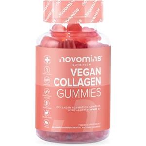Novomins Gummies al collagene vegano - Miscela avanzata di superfood - Alternativa al collagene vegano per donne e uomini - con vitamina C, BCAA, acido ialuronico - Prodotto da Novomins