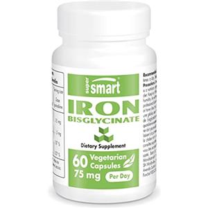 Supersmart - Iron Bisglycinate 25 mg - Contro l'anemia e la carenza di ferro - Aiuta a ottimizzare le funzioni cognitive - Anti-fatica | Non OGM - 60 Capsule Vegetariane