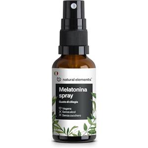 natural elements Melatonina spray al gusto di ciliegia - 0,5 mg di melatonina per dose giornaliera - senza zucchero - con vitamine B1 e B6 - 30 ml, vegana, prodotta in Germania