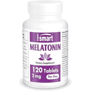 Supersmart - Melatonina 1 mg - Aiuto contro l'insonnia - Pillole per dormire | Non OGM e senza glutine - 120 compresse