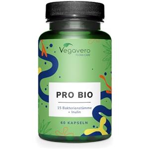 Vegavero Fermenti Lattici Probiotici BIO Vegavero® | con Prebiotici da Inulina Biologica | per Flora Intestinale e Microbioma | Fermenti dalla Germania | Vegan | 60 capsule Gastroresistenti