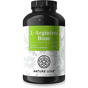 NATURE LOVE® L-arginina base con citrullina - 365 capsule - Arginina di origine vegetale di alta qualità in forma BASE con purezza 99,7+% - Ad alto dosaggio, vegana, prodotta in Germania