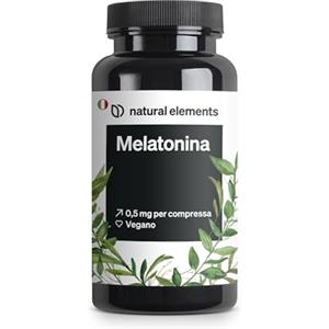 natural elements Melatonina Pura - 365 Compresse (12 mesi) - Integratore Sonno - Forte per Dormire e Riposare Meglio - Testato in Laboratorio