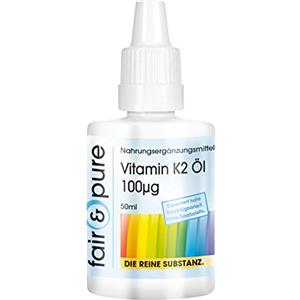 Fair & Pure® - Vitamina K2 in gocce 100µg - Menaquinone MK7 naturale All-trans - Vegan - 50ml