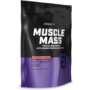 BioTechUSA Muscle Mass | Proteine e Carboidrati in Polvere | con Peptidi di Creatina e Glutammina | Guadagno | Senza Lattosio | Creatina Micronizzata | 1000 g | Fragola