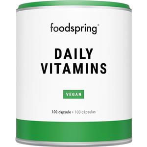 foodspring Daily Vitamins, 100 Capsule, Integratore multivitaminico di alta qualità con dose giornaliera necessaria di vitamine D, C, B12