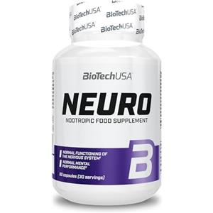BioTechUSA Neuro Integratore alimentare nootropico in capsule con vitamine, minerali ed estratti vegetali, 60 capsule
