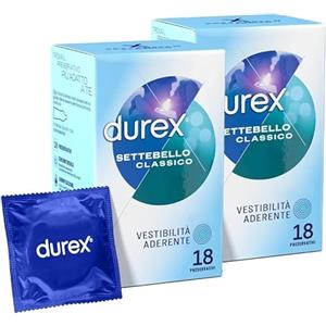 Durex Settebello Classico, Preservativi forma classica (52 mm), 36 Profilattici