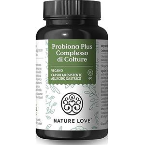 Nature Love Fermenti Lattici Probiotici - 120 Miliardi UFC - (ad alto dosaggio) - 20 ceppi batterici + inulina biologica - Intervallo di 30 giorni - Vegano e prodotto in Germania