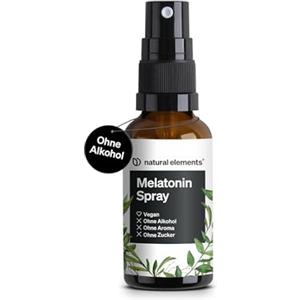 natural elements Melatonina spray al gusto neutro - 0,5 mg di melatonina per dose giornaliera - con vitamine B1 e B6 - 30 ml, vegana, prodotta in Germania